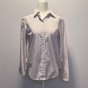 Chaps White and Pink Striped Shirt